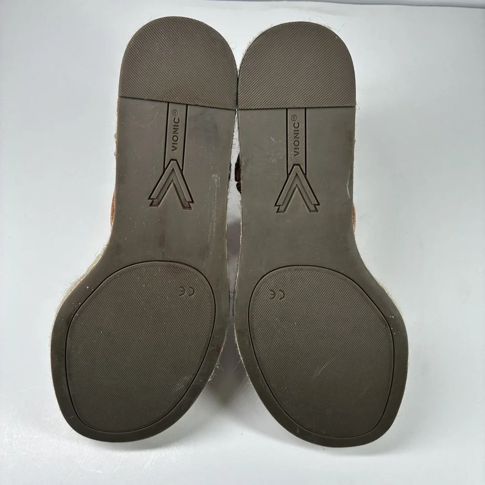 Vionic Kirra Women's US 8 Copper Leather Orthotic Casual Wedge Espadrille Sandal